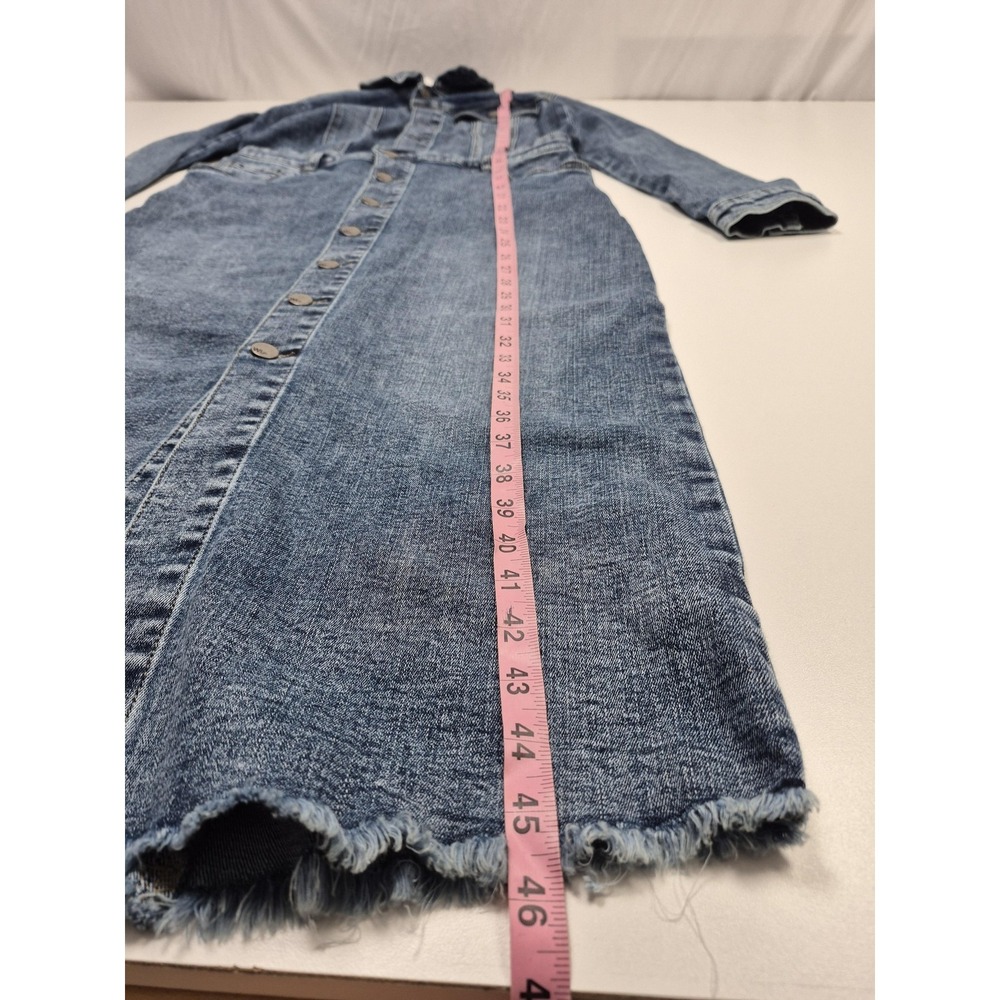 Wash Lab Denim Shirt Dress Womens Small Blue Belted Long Sleeve Midi Pocket - Picture 8 of 10